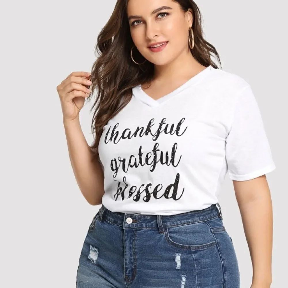 ✨ V-Neckline Slogan Print Tshirt✨